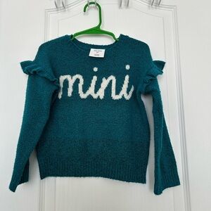 Teal Girl 'Mini' Sweater with Ruffle Sleeves
